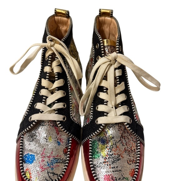 Christian Louboutin,Shoes Multicolor Sequin HighTop Sneakers, some sign of wear - Picture 4 of 14